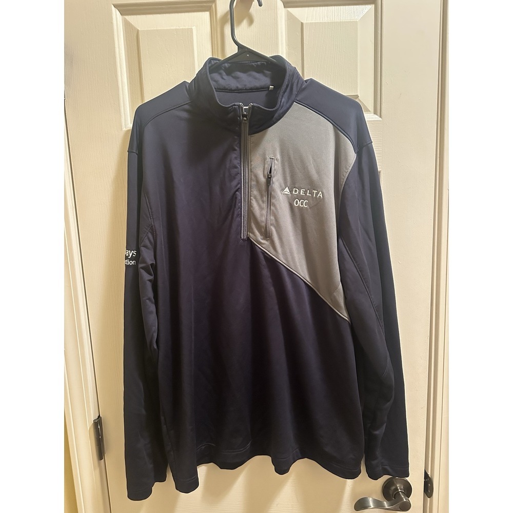 Delta Airlines OCC Cutter Buck Gray/Navy Pullover  Size XL ¼‎ Zip Employee